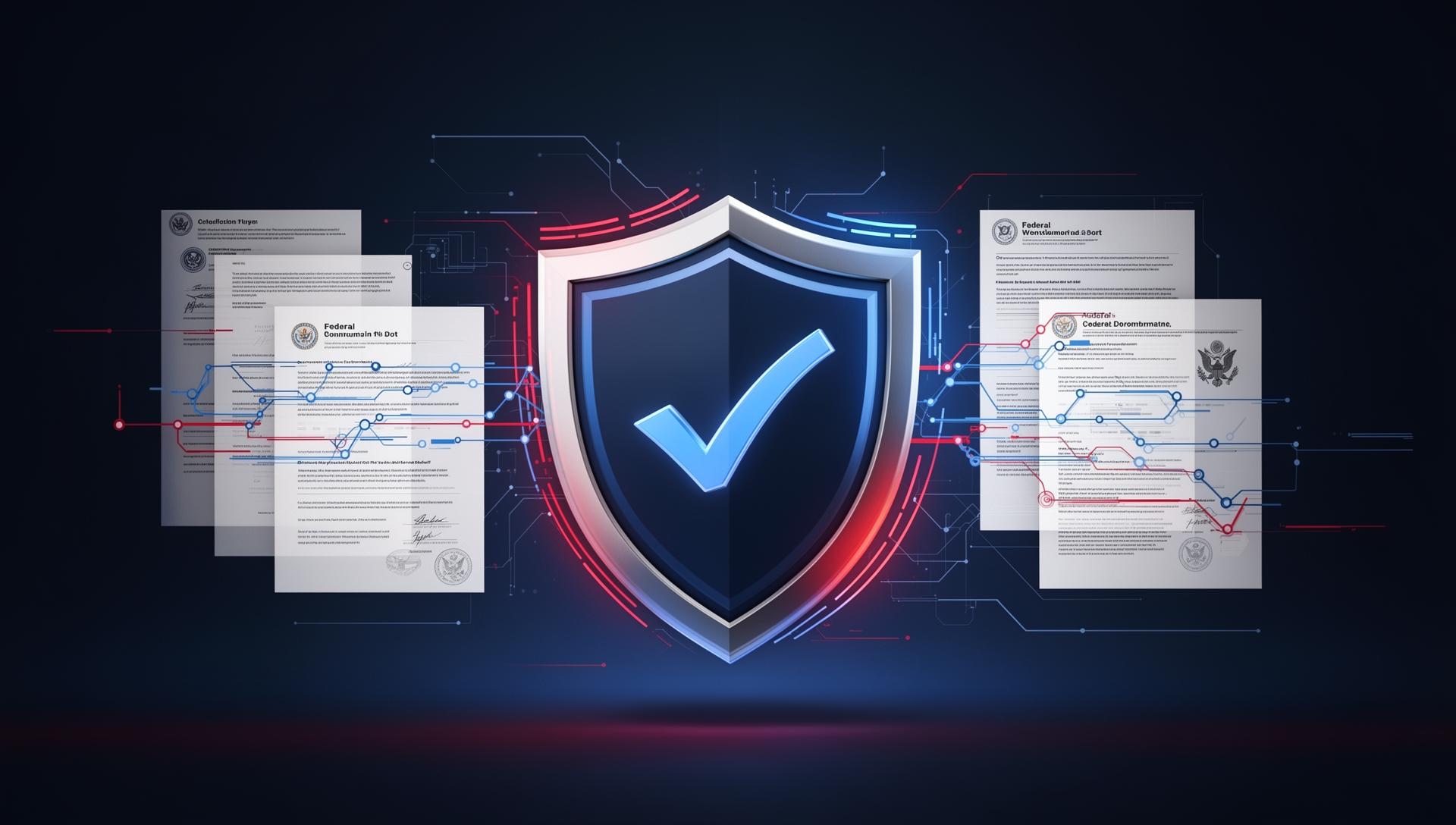 Federal compliance certification with security shield and audit documents