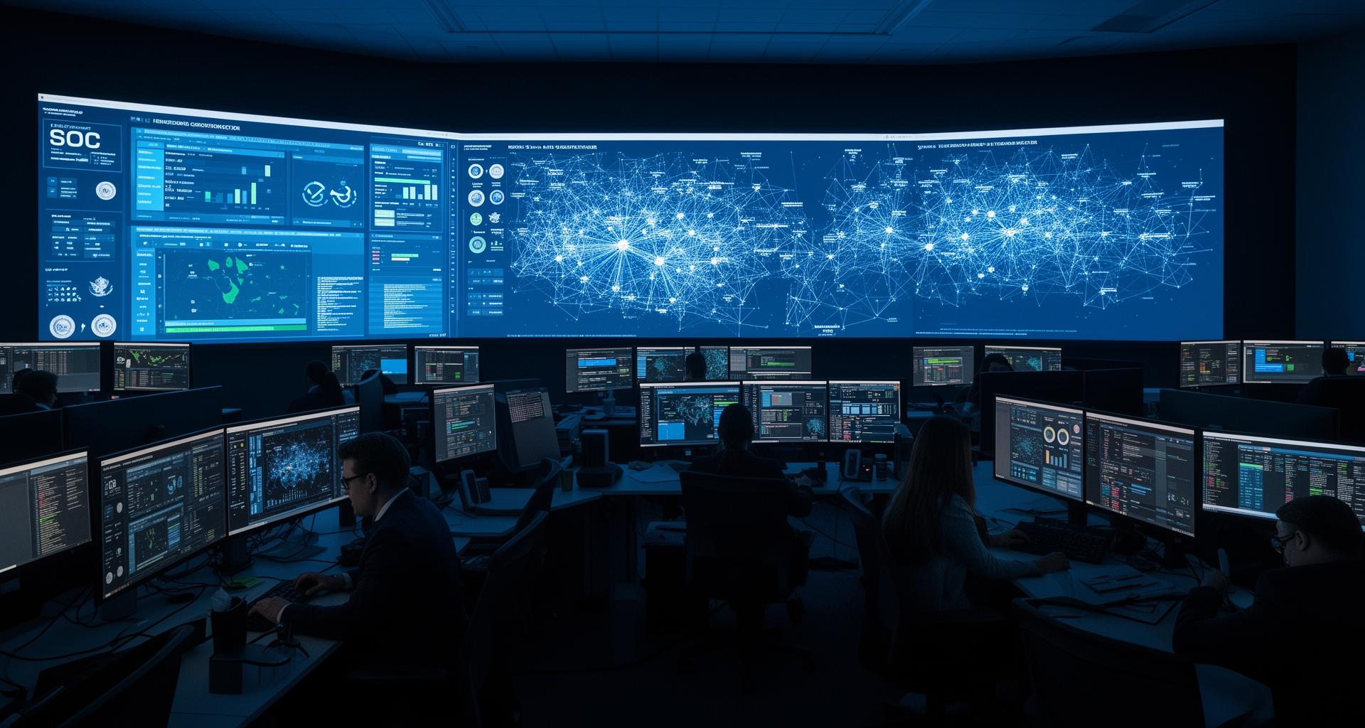 Security Operations Center monitoring threats